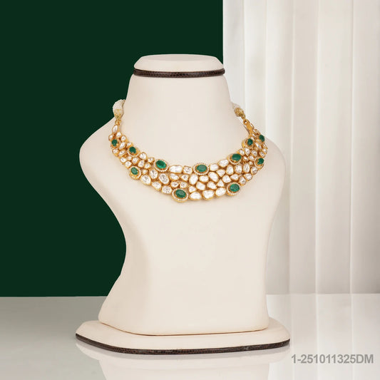 FATHIMA MOISSANITE NECKLACE WITH EMERALDS AND CZ
