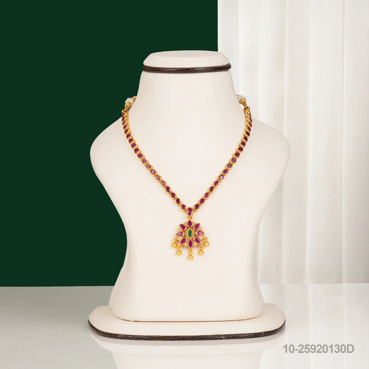 RAMA KUNDAN FLORAL DESIGN NECKLACE WITH RUBIES AND EMERALD
