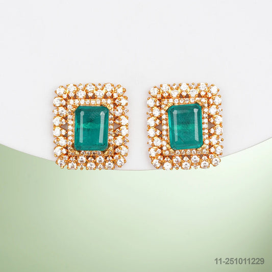 ANURADHA MOISSANITE EAR STUDS WITH EMERALDS