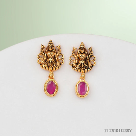 KEERTI NAKSHI LAKSHMI DESIGN EAR STUDS WITH RUBIES