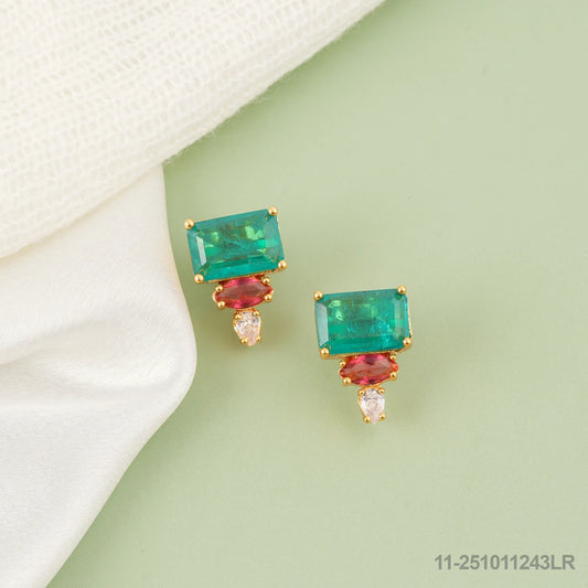 ANUSHKA EMERALD STONE STATEMENT EAR STUDS