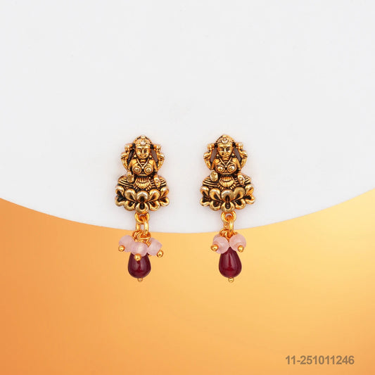 AKSHARA NAKSHI LAKSHMI EAR STUDS WITH RUBY HANGINGS