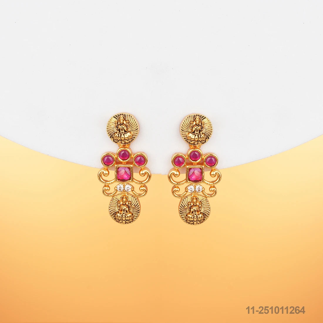 SUMANA NAKSHI LAKSHMI KASU DESIGN EAR STUDS WITH RUBIES