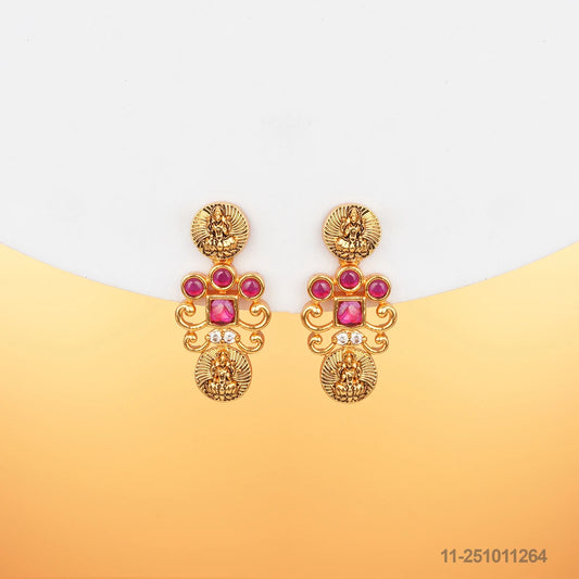 SUMANA NAKSHI LAKSHMI KASU DESIGN EAR STUDS WITH RUBIES