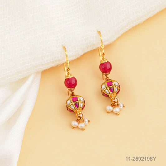 DURGA KUNDAN EAR HANGINGS WITH RUBY BEADS