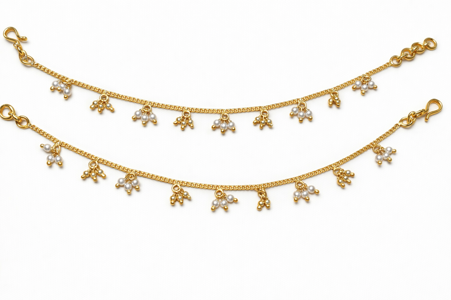 GOLD PLATED BEADS AND PEARLS SILVER CHAMPASWARALU/ EAR ACCESSORIES/ HAIR MAATAL/ EAR CHAINS