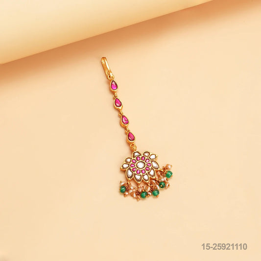 PALLAVI KUNDAN FLORAL DESIGN MAANGTIKA WITH EMERALD AND RUBIES