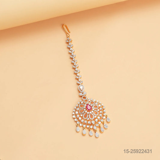 AYUSHI CZ FLORAL DESIGN MAANGTIKA WITH RUBY