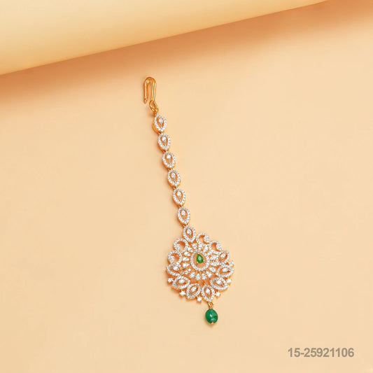 PRATYUSHA CZ FLORAL DESIGN MAANGTIKA WITH EMERALDS