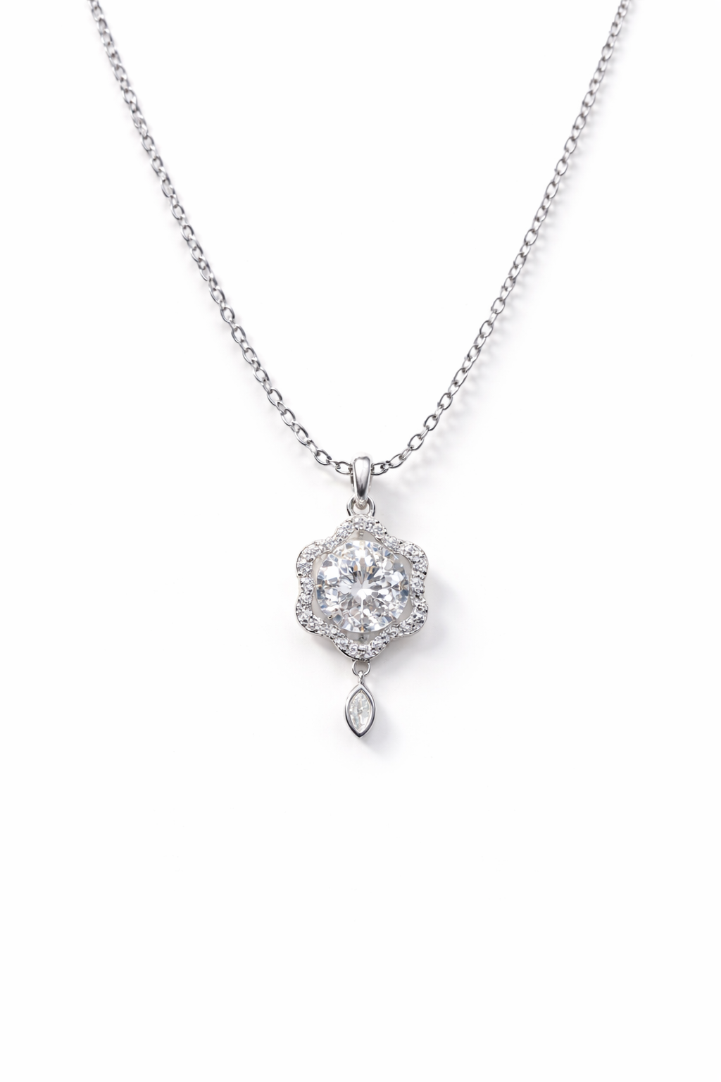 SILVER PETAL GLOW ROSE GOLD PLATED SILVER NECKLACE