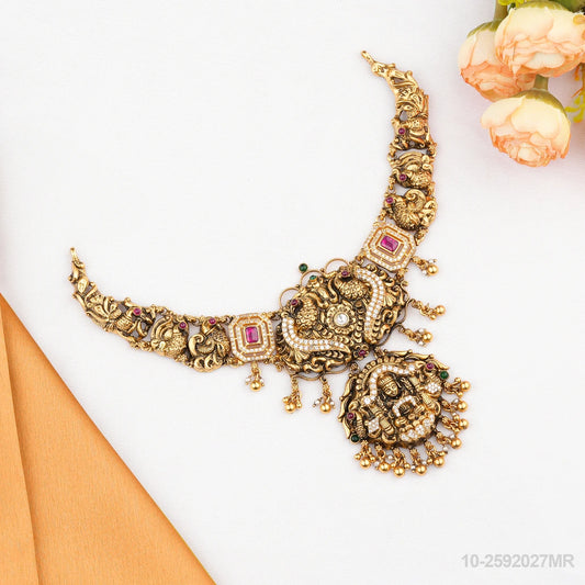 ALEKHYA NAKSHI LAKSHMI DESIGN NECKLACE WITH RUBIES AND EMERALDS