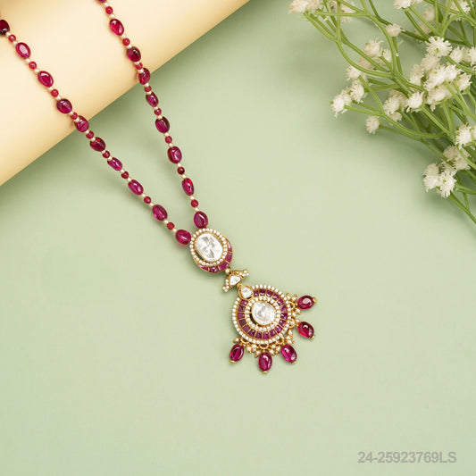 GOWTHAMI MOISSANITE PENDANT WITH RUBY MALA OR CHAIN
