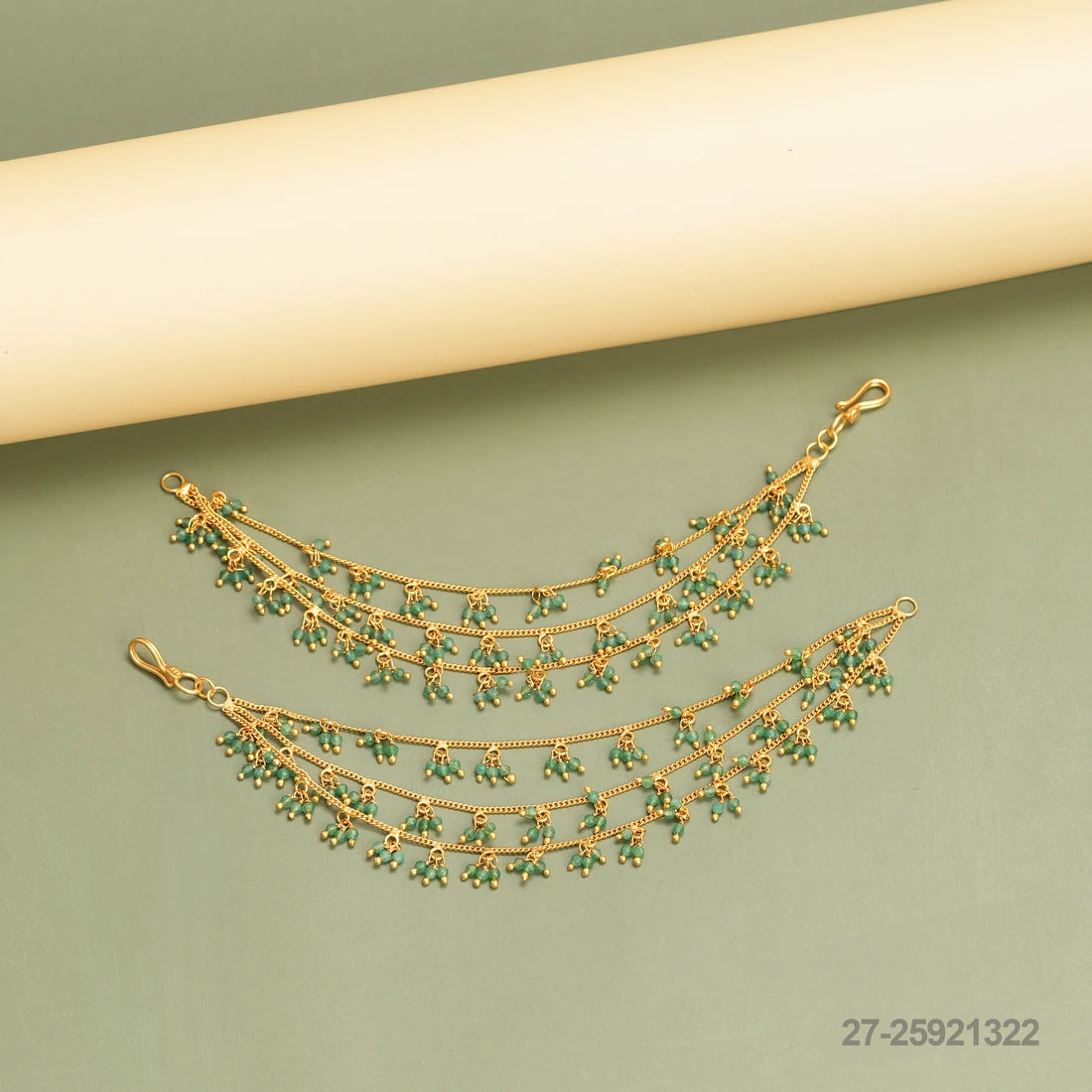 NITYA GREEN BEADS DESIGN HAIR MAATAL OR CHAMPASWARALU