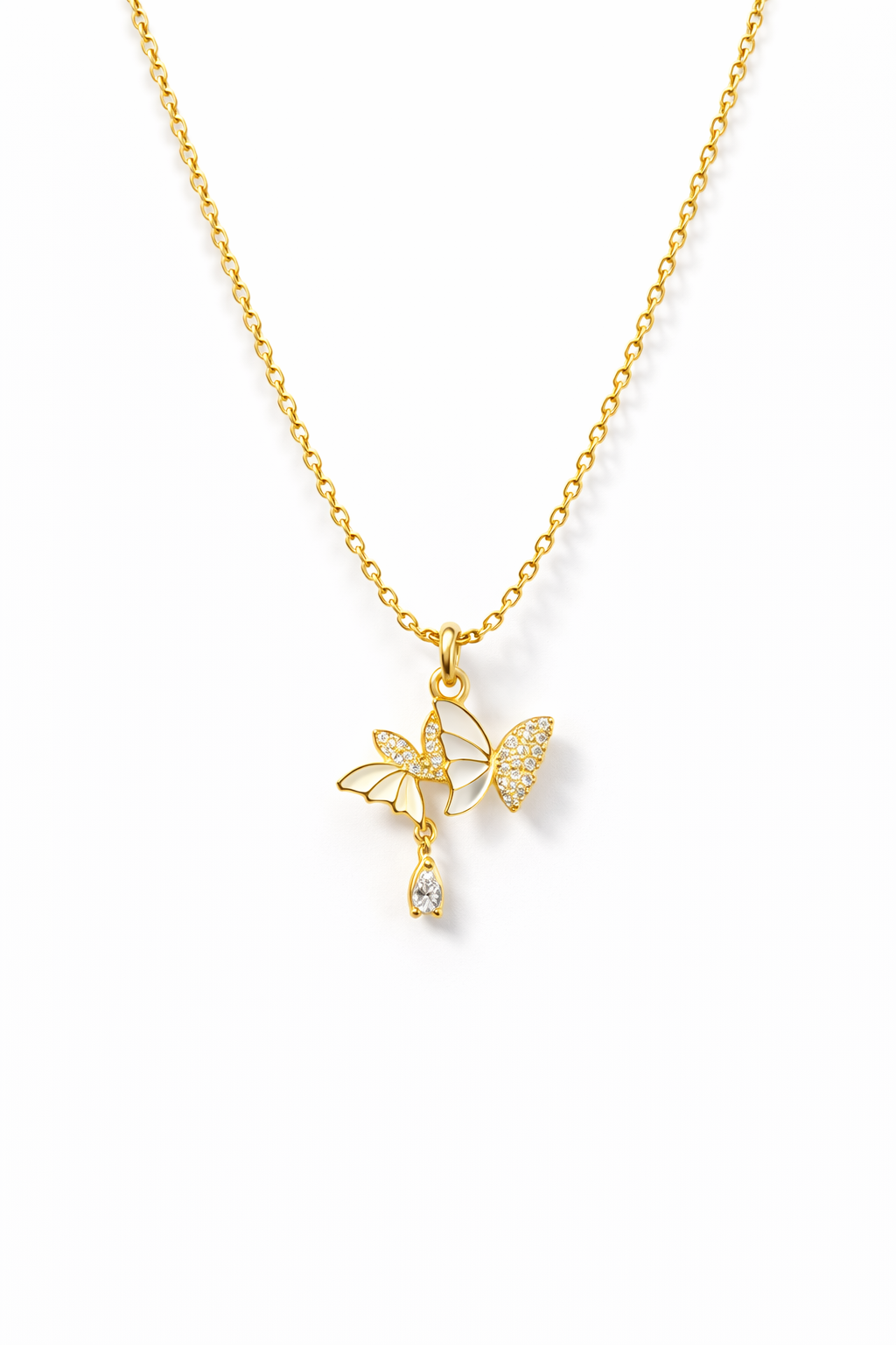 BUTTERFLY WHIMSY GOLD PLATED SILVER NECKLACE