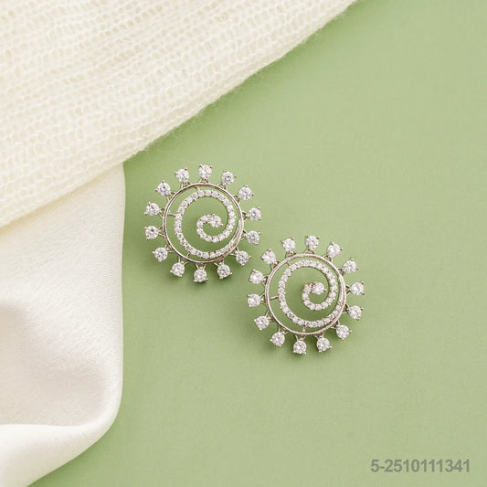 NAKSHATRA CZ SNOWFLAKE DESIGN EAR STUDS
