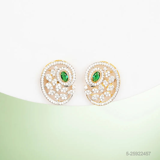 ISHALI CZ MANGO MOTIF EAR STUDS WITH EMERALDS