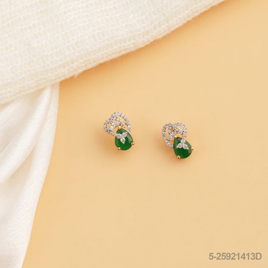 ROHINI CZ DROP DESIGN EAR STUDS WITH EMERALDS