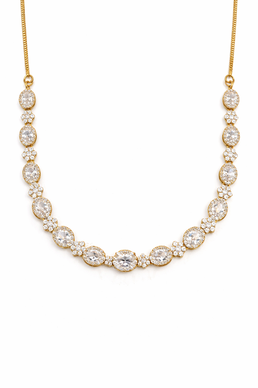 GLAM SHAM GOLD PLATED SILVER NECKLACE WITH CZ STONES