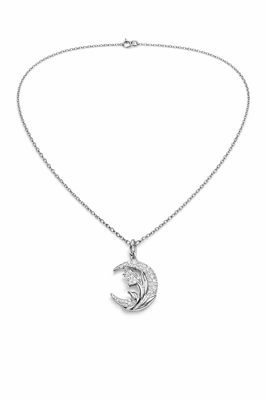 MOONLIT - SILVER CRESCENT MOON NECKLACE
