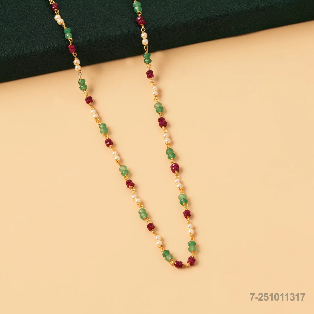 NISHA PEARLS RUBIES AND RUSSIAN BEADS MALA OR CHAIN