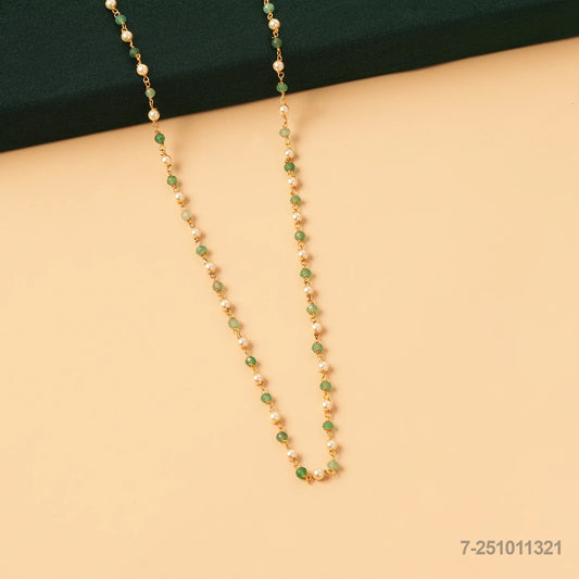SAILAJA PEARLS AND GREEN RUSSIAN BEADS MALA OR CHAIN