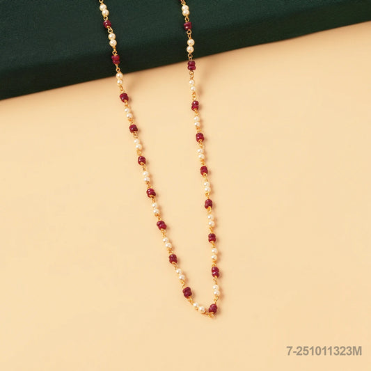 BHOOMI RUBIES AND PEARLS SIMPLE MALA OR CHAIN