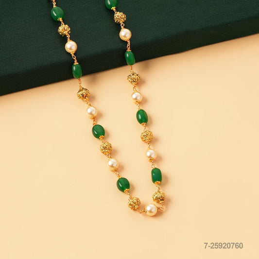 URVASI NAKSHI PEARL EMERALD BEADS MALA