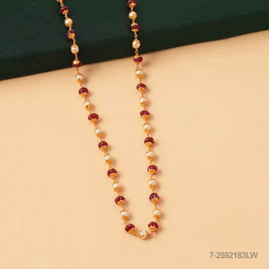 TAPASVI PEARLS AND RUBY BEADS MALA