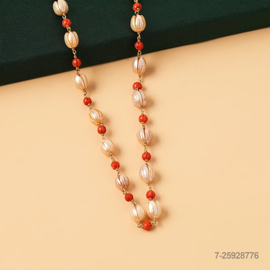MUKTHA CORAL AND PEARL FLOWER BEADS MALA