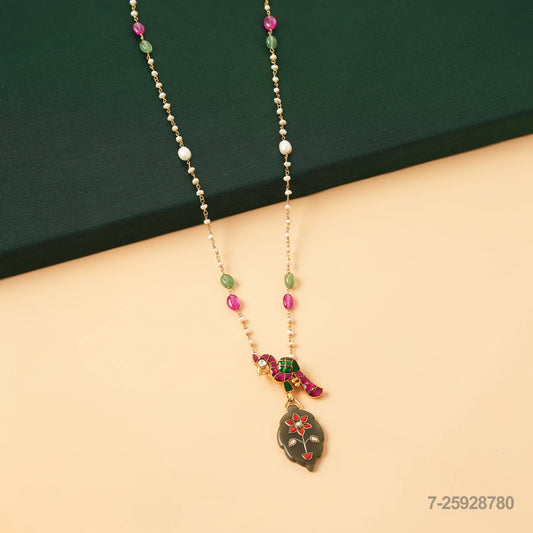EESHA KUNDAN PEACOCK WITH GREEN JADE PEARL MALA