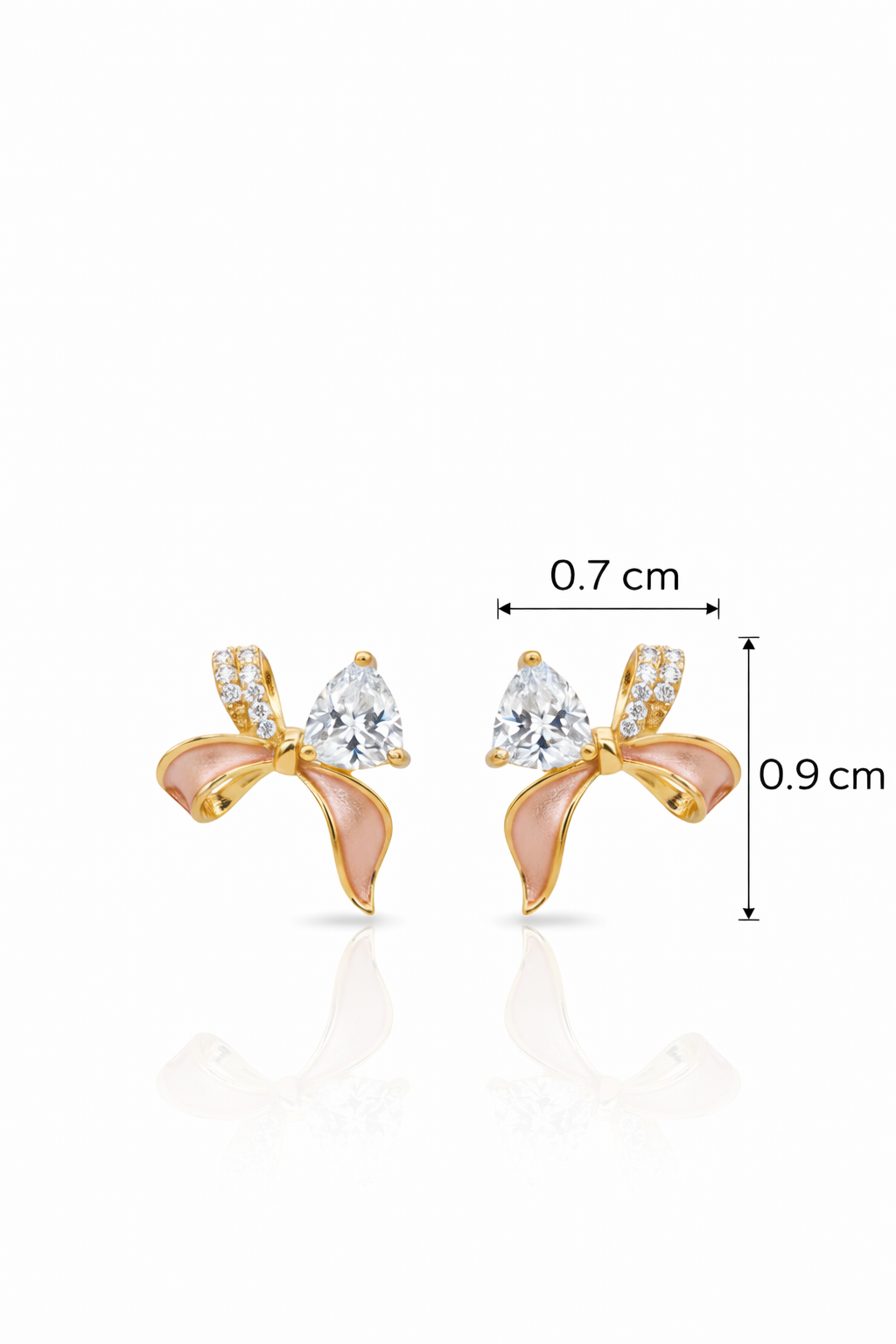 FABULOUS GOLD PLATED PINK COLOURED SILVER BOW EARRINGS