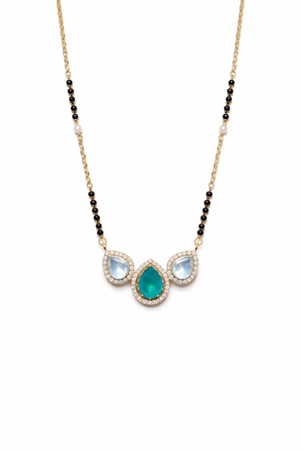 EMERALD GLAM GOLD PLATED SILVER MANGALSUTRA