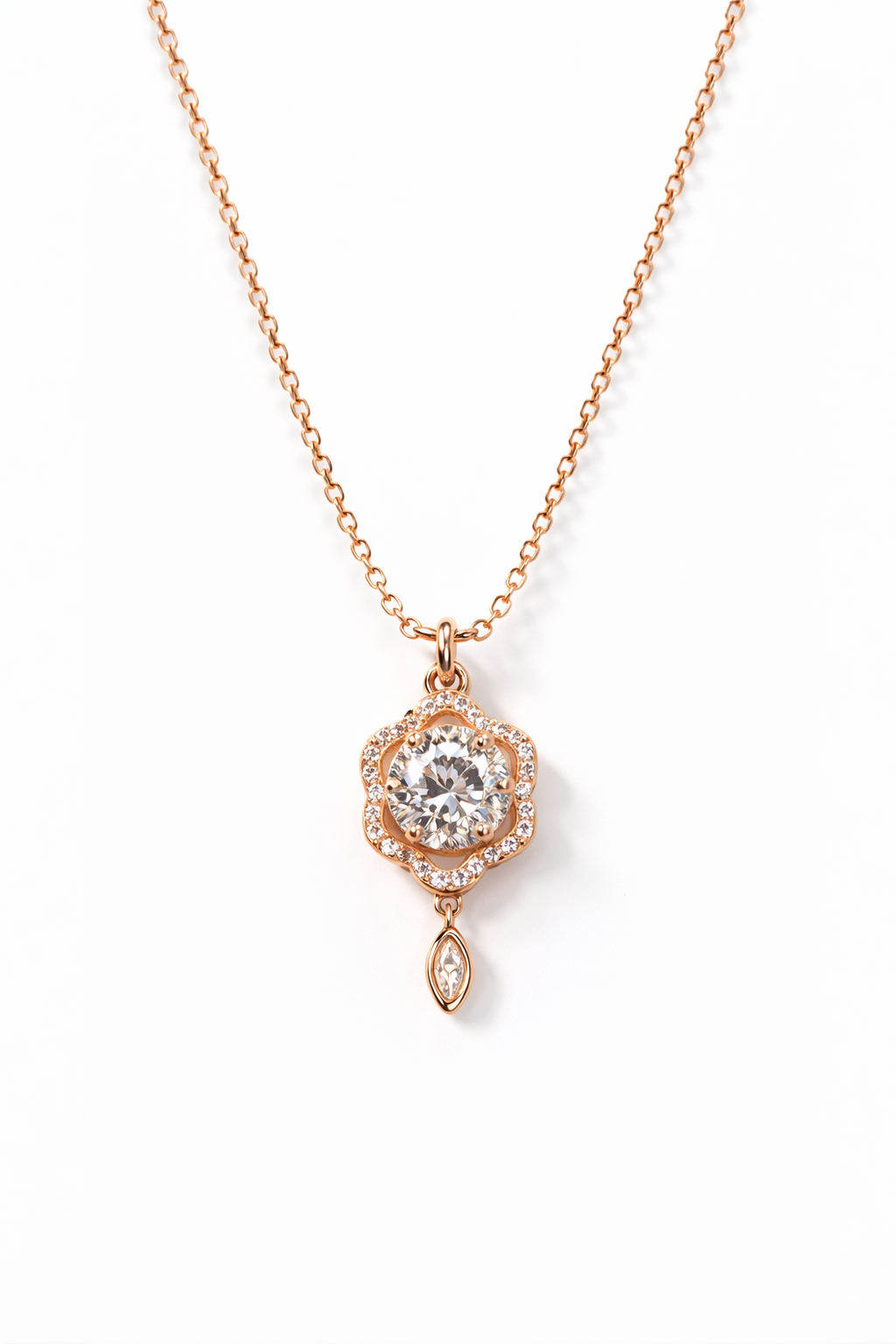ROSE PETAL GLOW ROSE GOLD PLATED SILVER NECKLACE