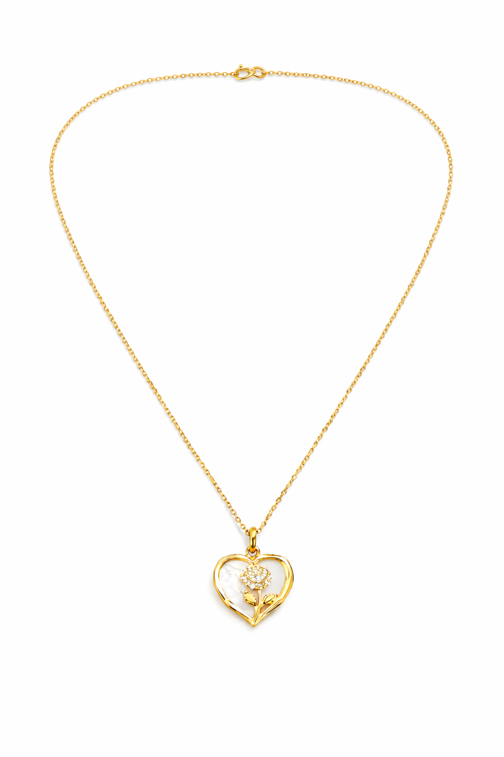 LOVE IN GOLD-HEART SHAPED SILVER NECKLACE