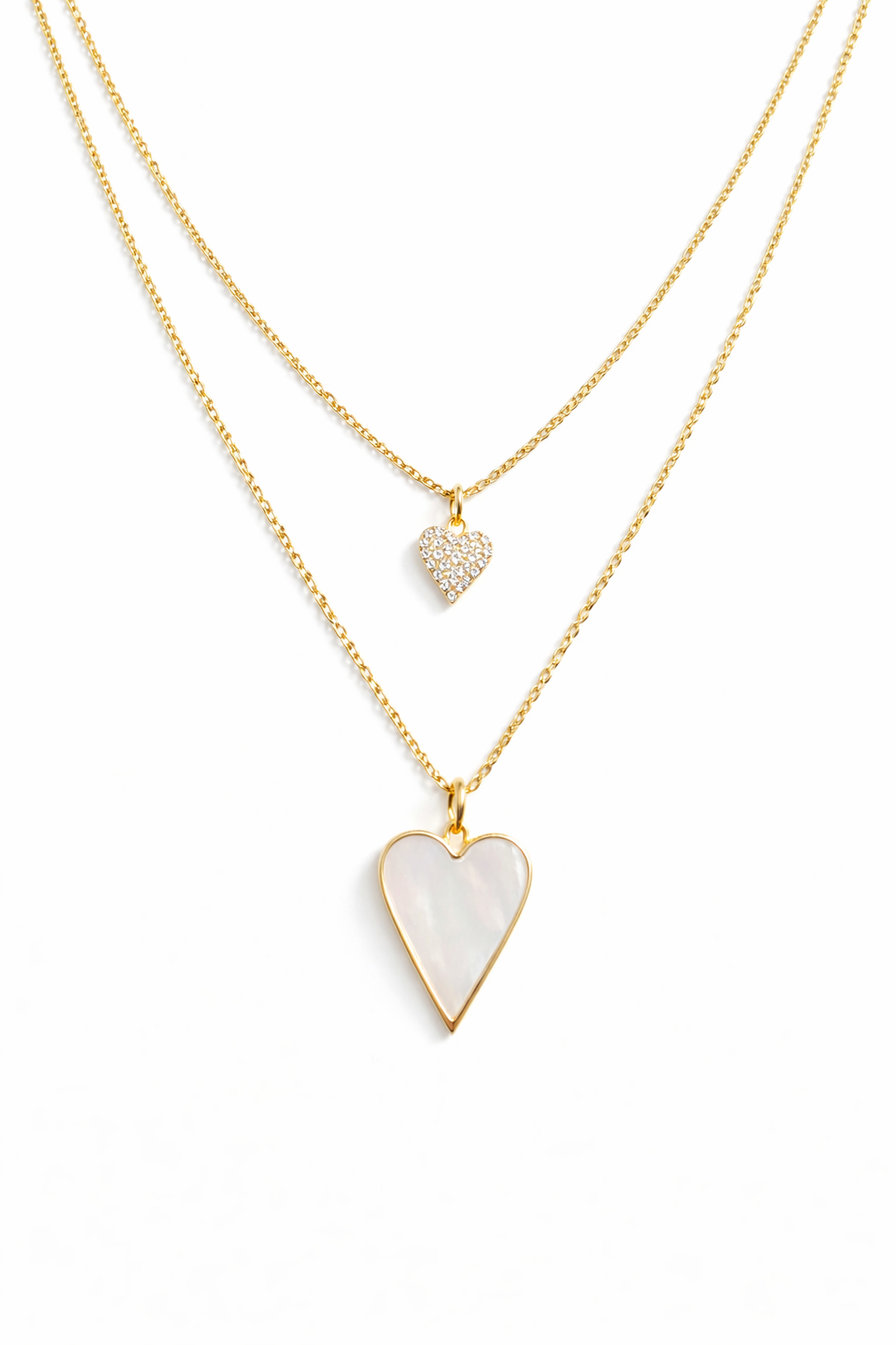 PEARLY HEART- GOLD PLATED SILVER NECKLACE