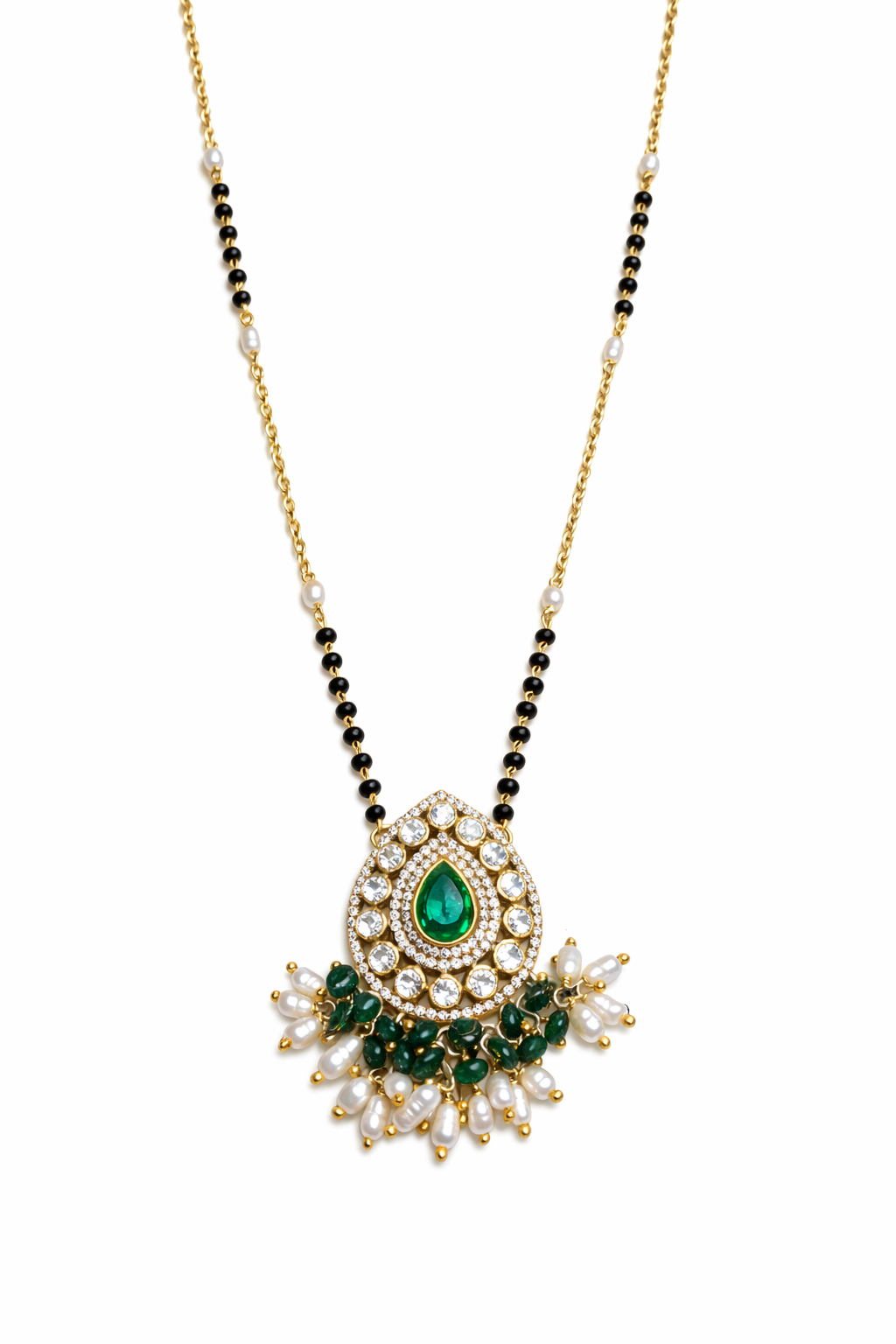 EMERALD BOND GOLD PLATED SILVER MANGALSUTRA
