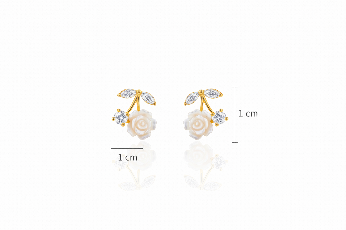 ELEGANT GOLD PLATED PEARL FLOWER SILVER EARRINGS