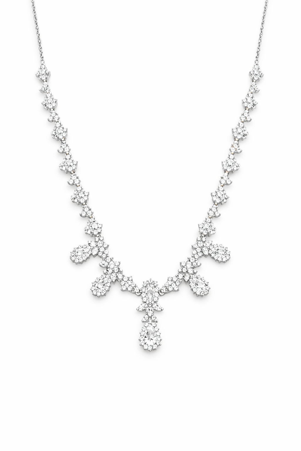 DAZZLING ELING DIVA SILVER NECKLACE AND EARRINGS SET