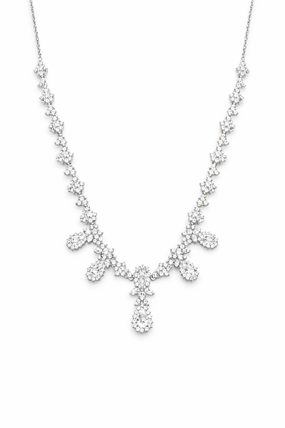 DAZZLING ELING DIVA SILVER NECKLACE AND EARRINGS SET