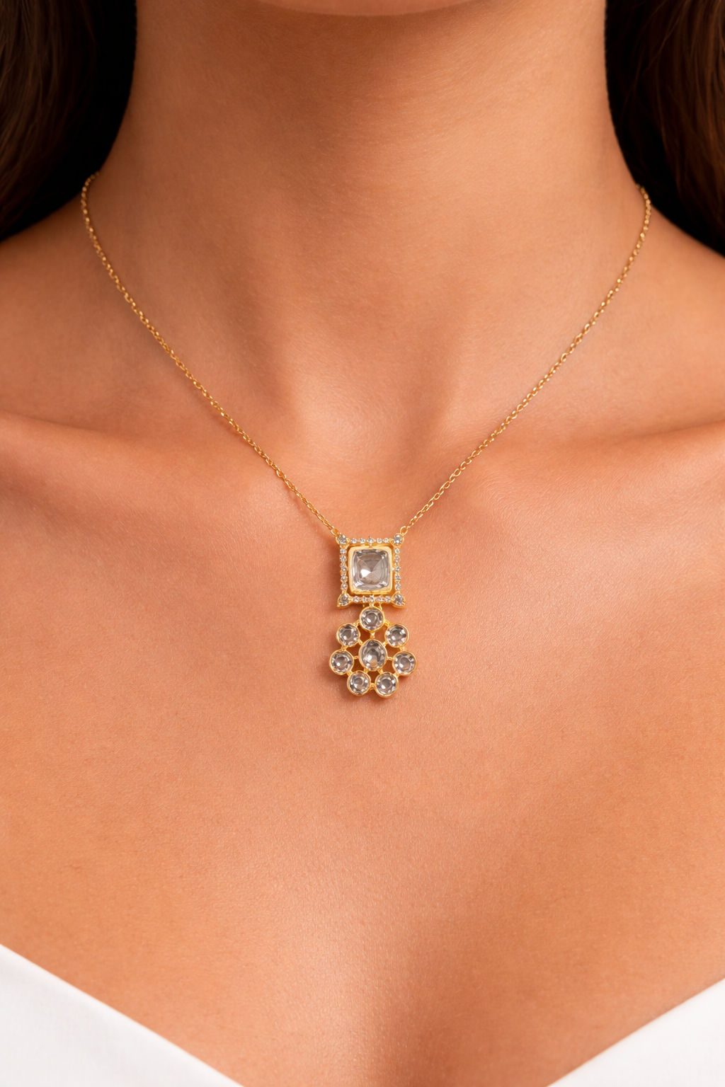 VICTORIAN MOSAIC GOLD PLATED SILVER NECKLACE