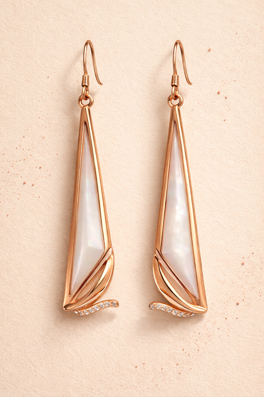 GEO CHARM ROSE GOLD PLATED SILVER EARRINGS