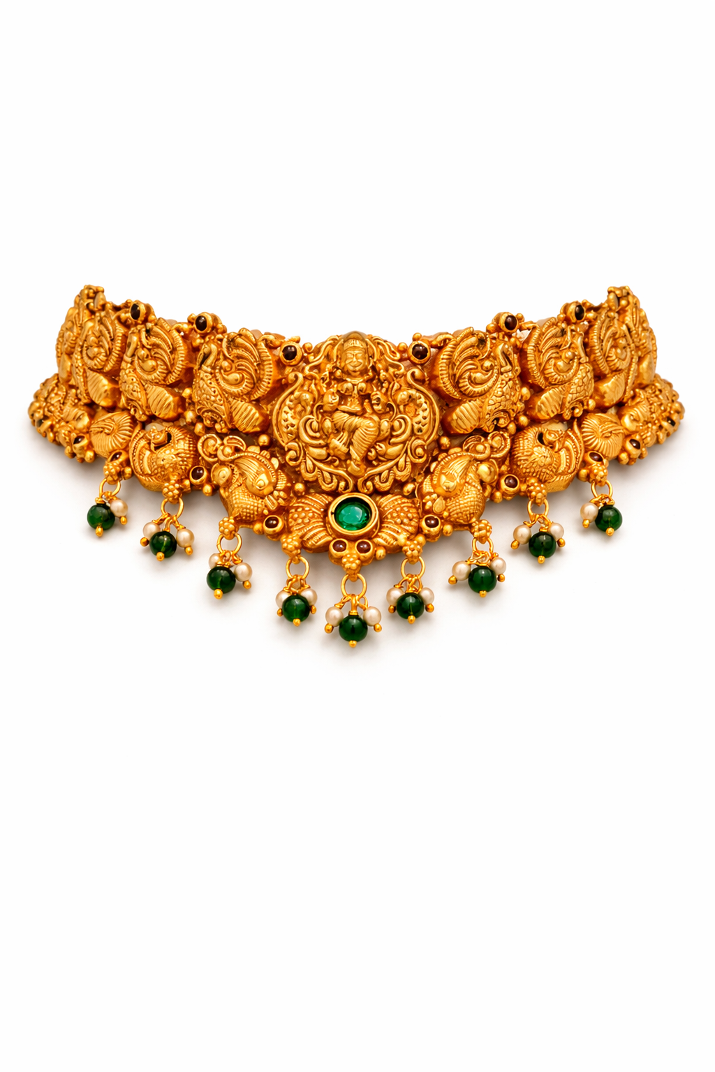 PEACOCK SHAKTI GOLD PLATED SILVER CHOKER