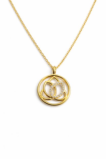 SERENITY LOTUS GOLD PLATED SILVER NECKLACE
