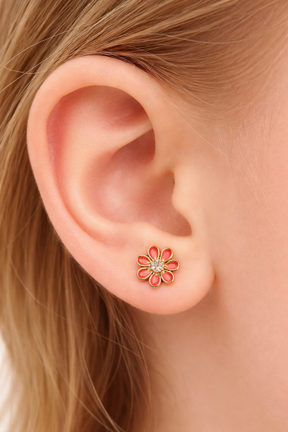 MISMATCH AUTUMN THEME GOLD PLATED SILVER EARRINGS