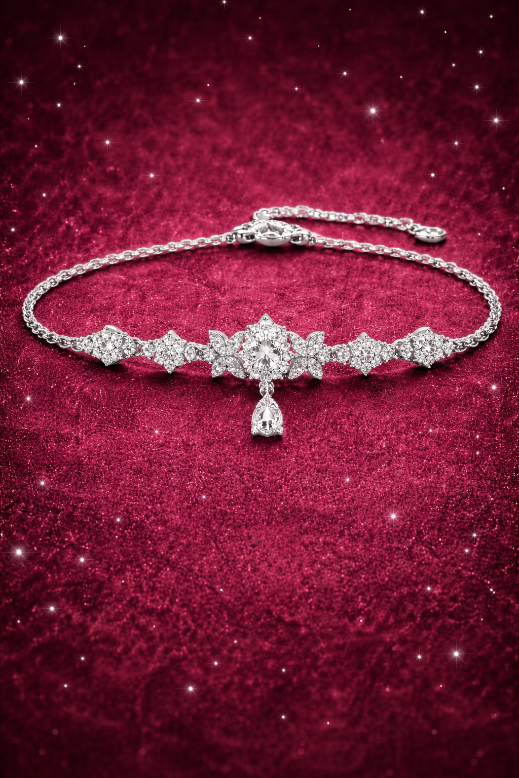 DAZZLING ELING DIVA SILVER NECKLACE AND EARRINGS SET