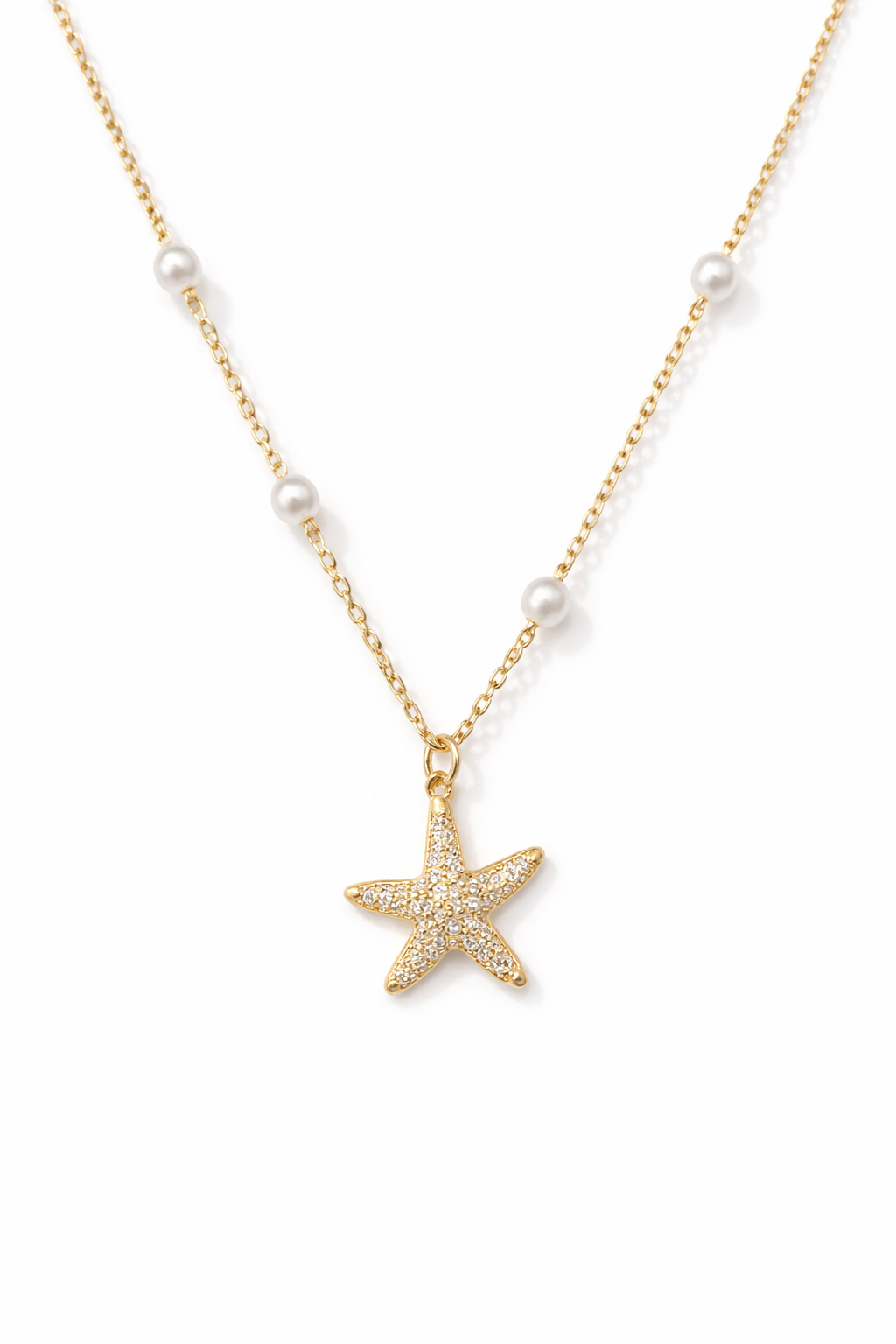 SEA STAR GOLD PLATED SILVER NECKLACE