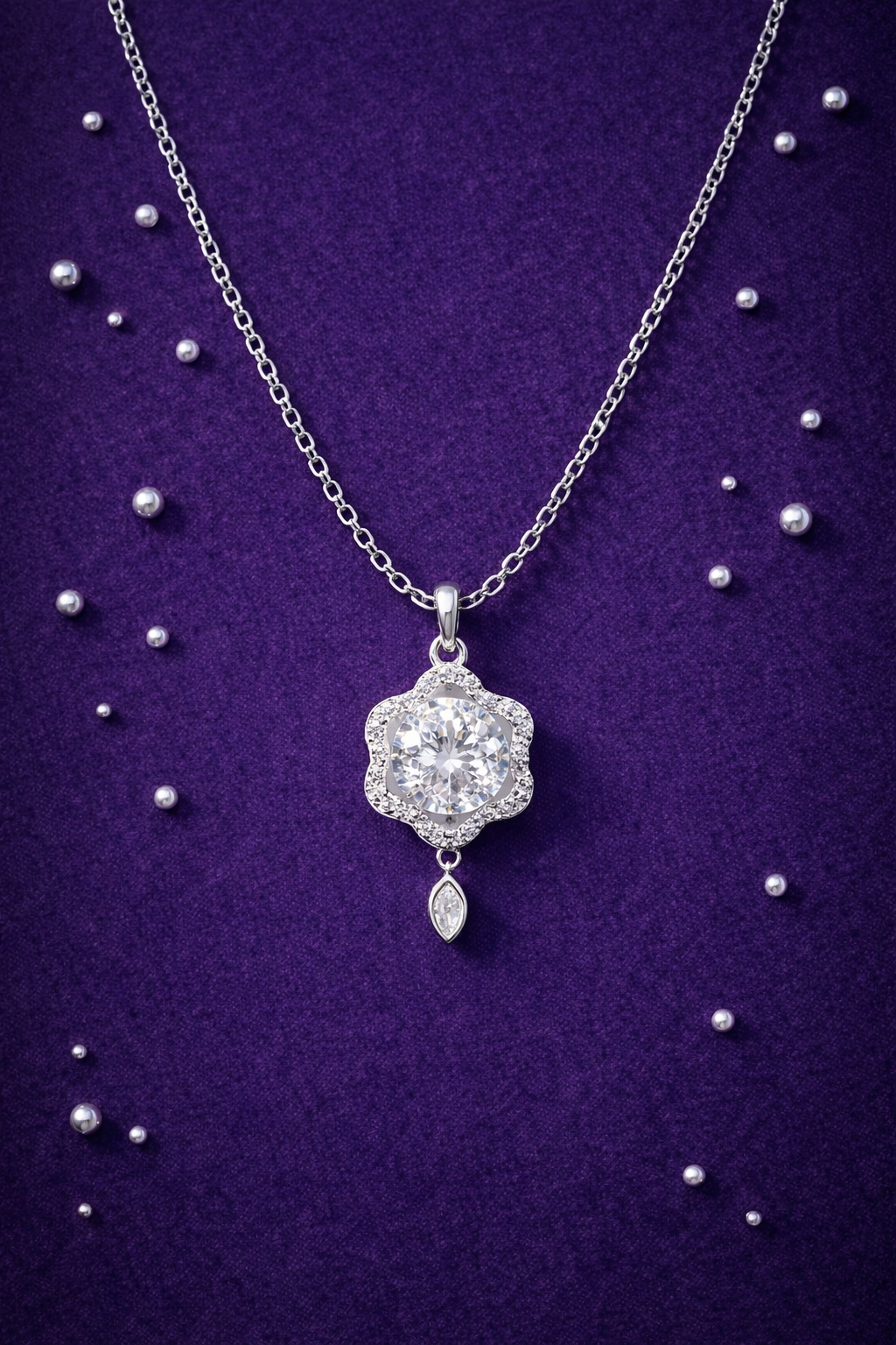 SILVER PETAL GLOW ROSE GOLD PLATED SILVER NECKLACE