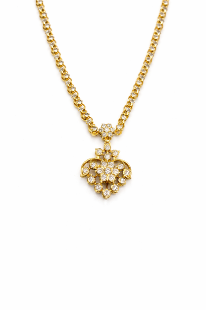 VINTAGE STYLE CLOSE SETTING CZ STONE SILVER NECKLACE