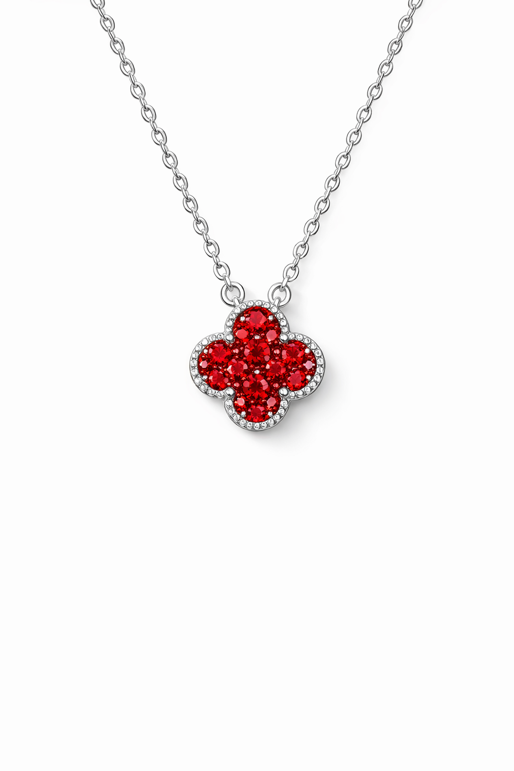 BLOSSOM IN RED SILVER NECKLACE