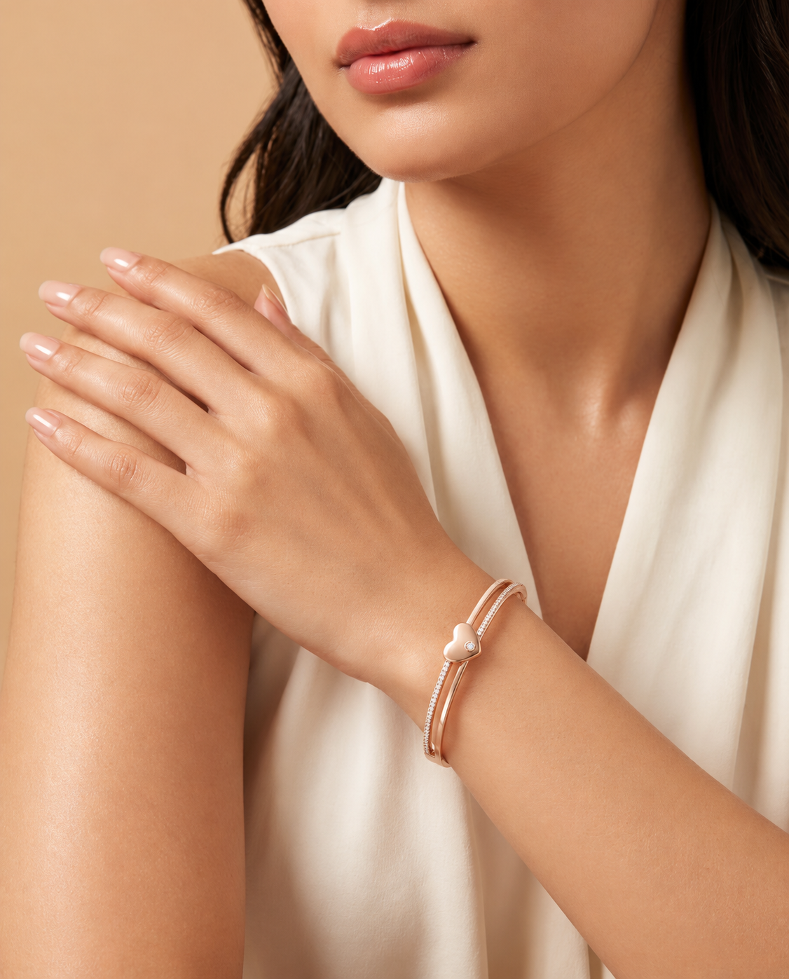 ROSE GOLD HEART LOVE BRACELET MADE OF 92.5
